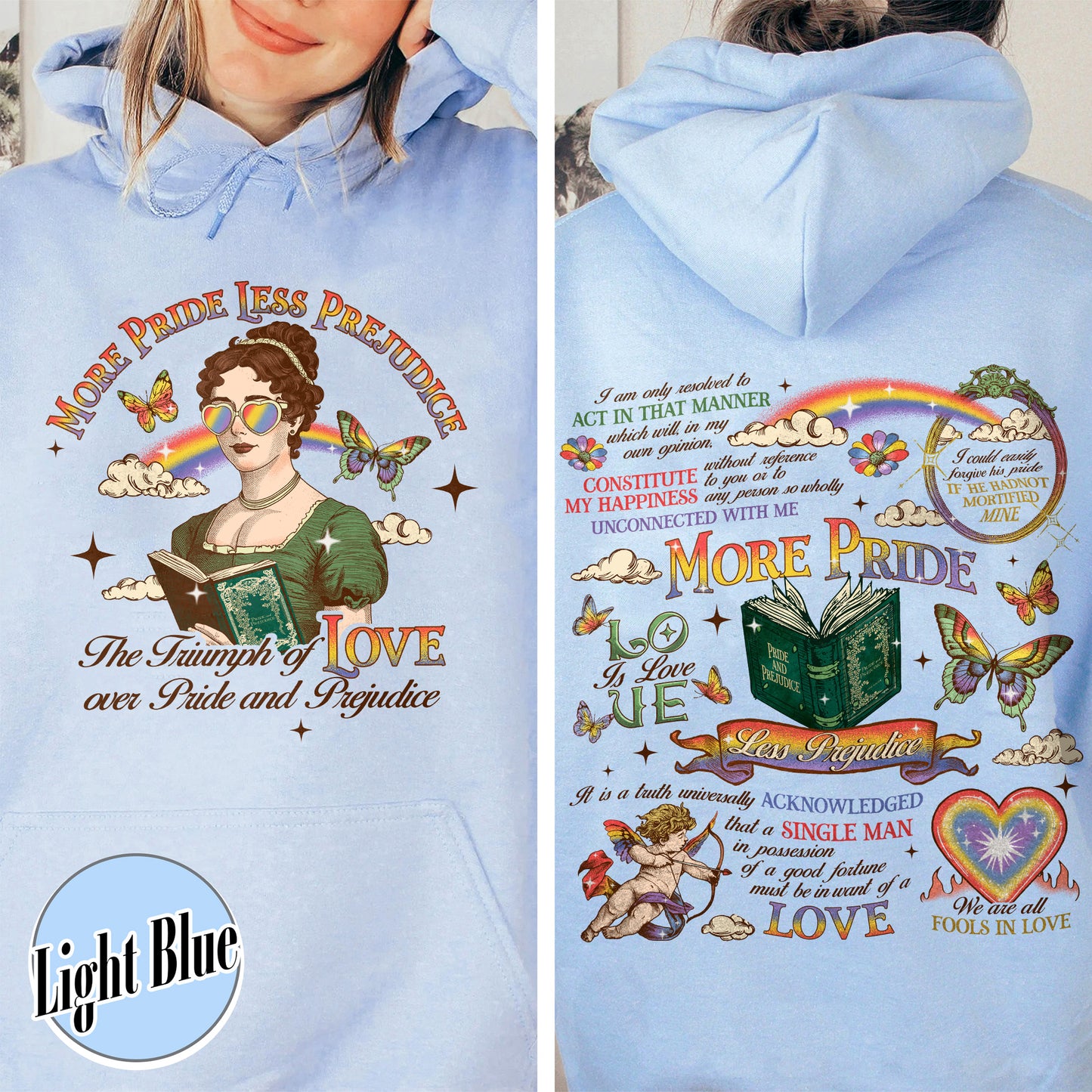 LGBTQ Hoodie,More Pride Less Prejudice Hoodie, Pride and Prejudice Hoodie,Pride Month Hoodie