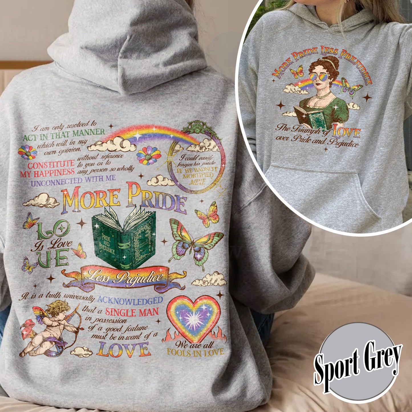 LGBTQ Hoodie,More Pride Less Prejudice Hoodie, Pride and Prejudice Hoodie,Pride Month Hoodie