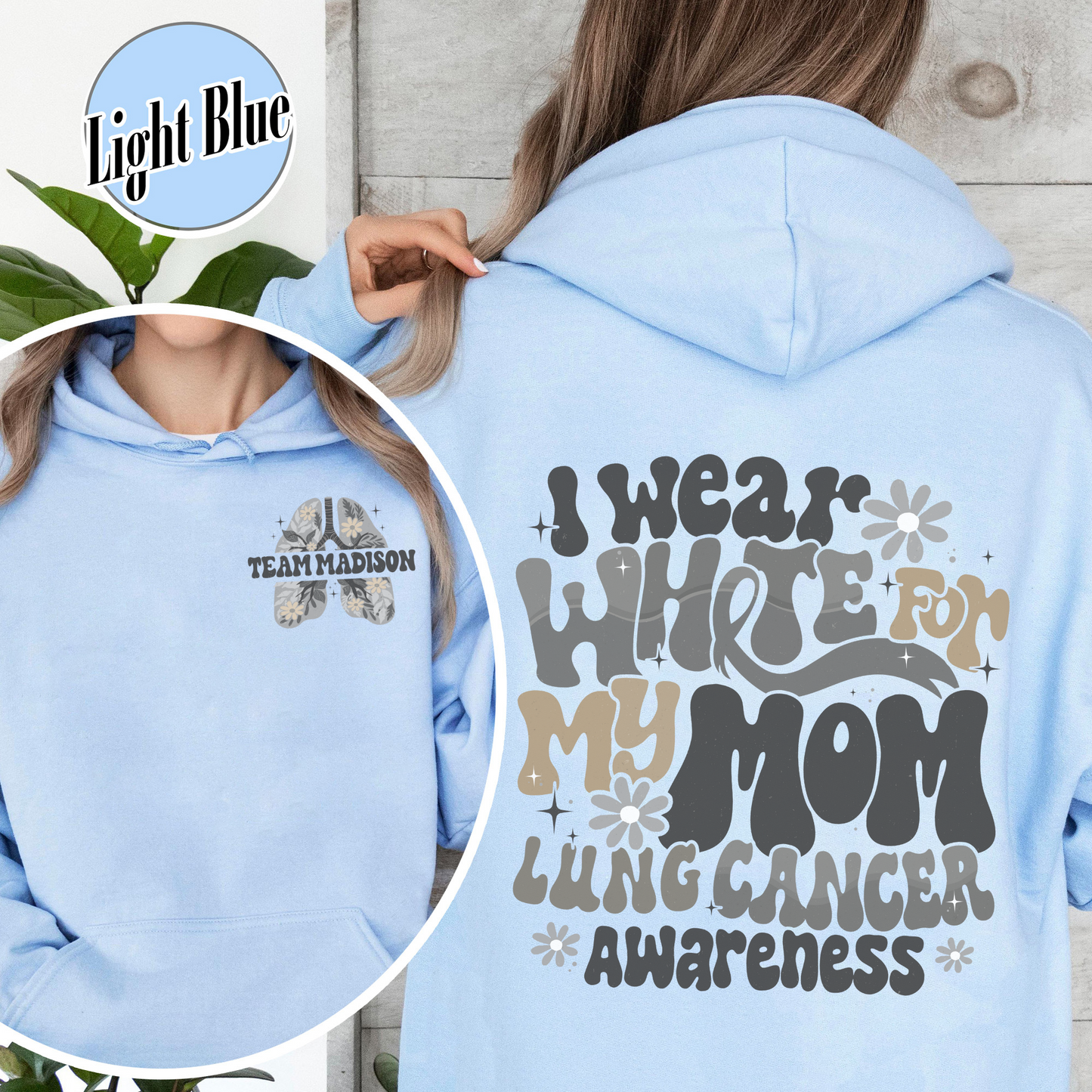 Cancer Awareness Hoodie, Lung Cancer Support Hoodie, White Ribbon Lung Cancer Fighter Hoodie