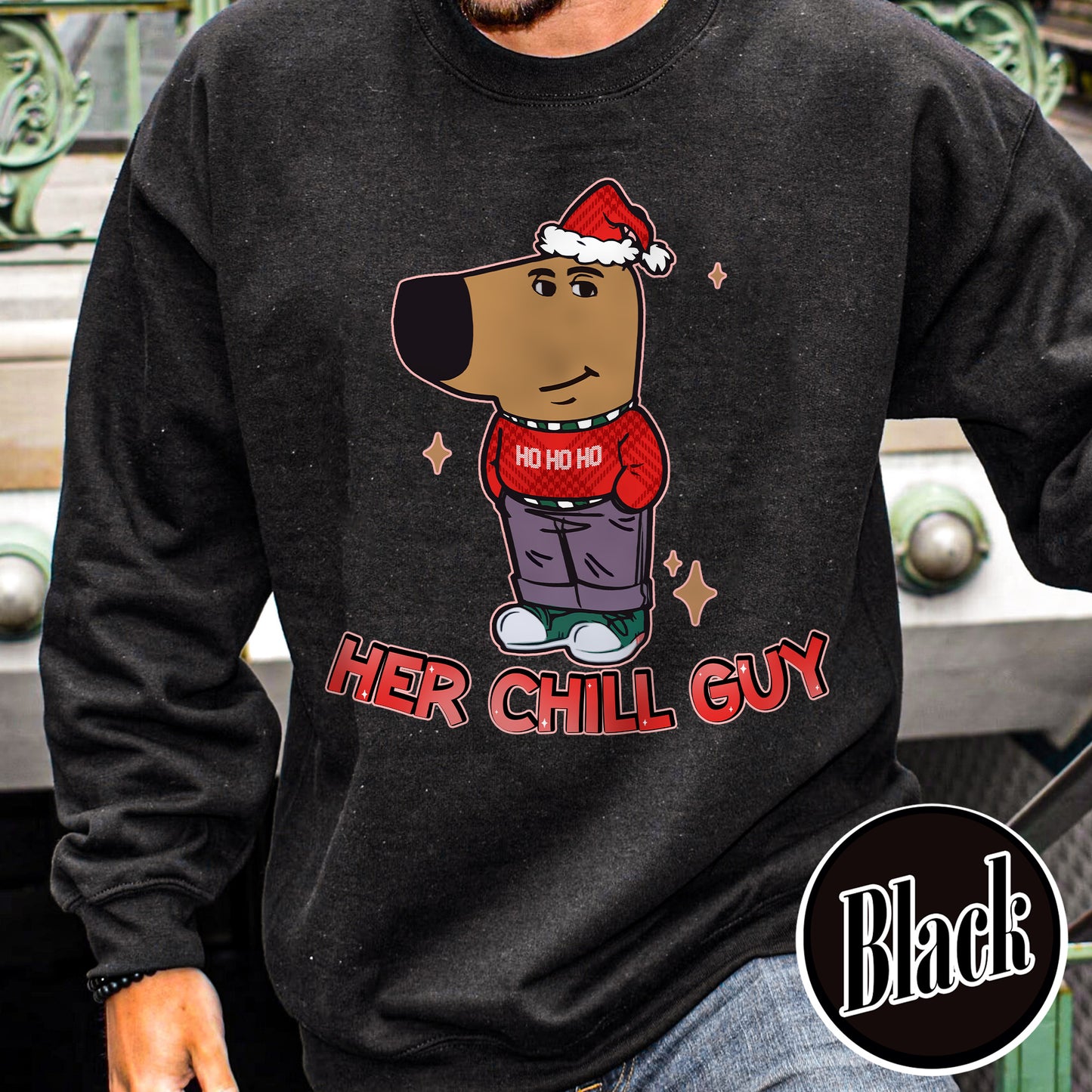 Chilly Christmas Sweatshirt, Funny Boyfriend Sweatshirt, Chill Dog TikTok Meme, Viral Dog Cartoon, Matching Xmas, Funny Couple Christmas Sweatshirt