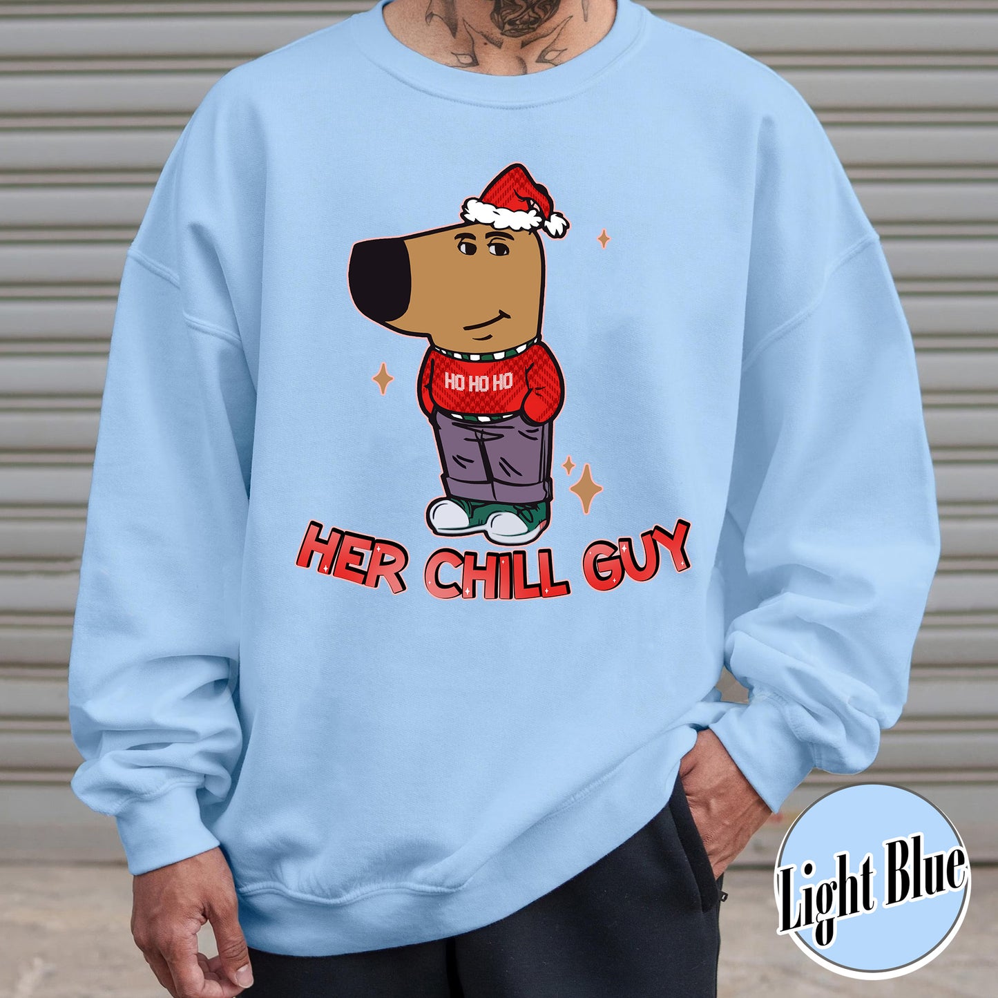 Chilly Christmas Sweatshirt, Funny Boyfriend Sweatshirt, Chill Dog TikTok Meme, Viral Dog Cartoon, Matching Xmas, Funny Couple Christmas Sweatshirt