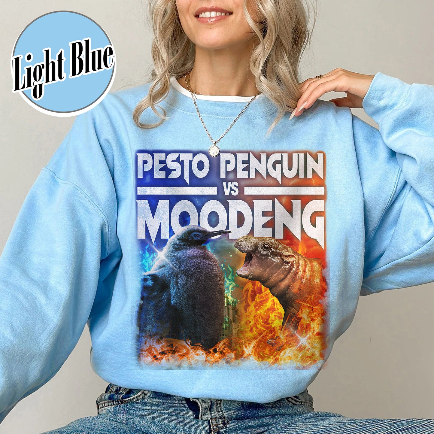 Pesto the Penguin Sweatshirt, Moo Deng Sweatshirt, Hippo Moo Deng Sweatshirt, Animal Lover Gift, the Penguin Viral Cute Sweatshirt, Funny Penguin, Zoo Baby Hippo