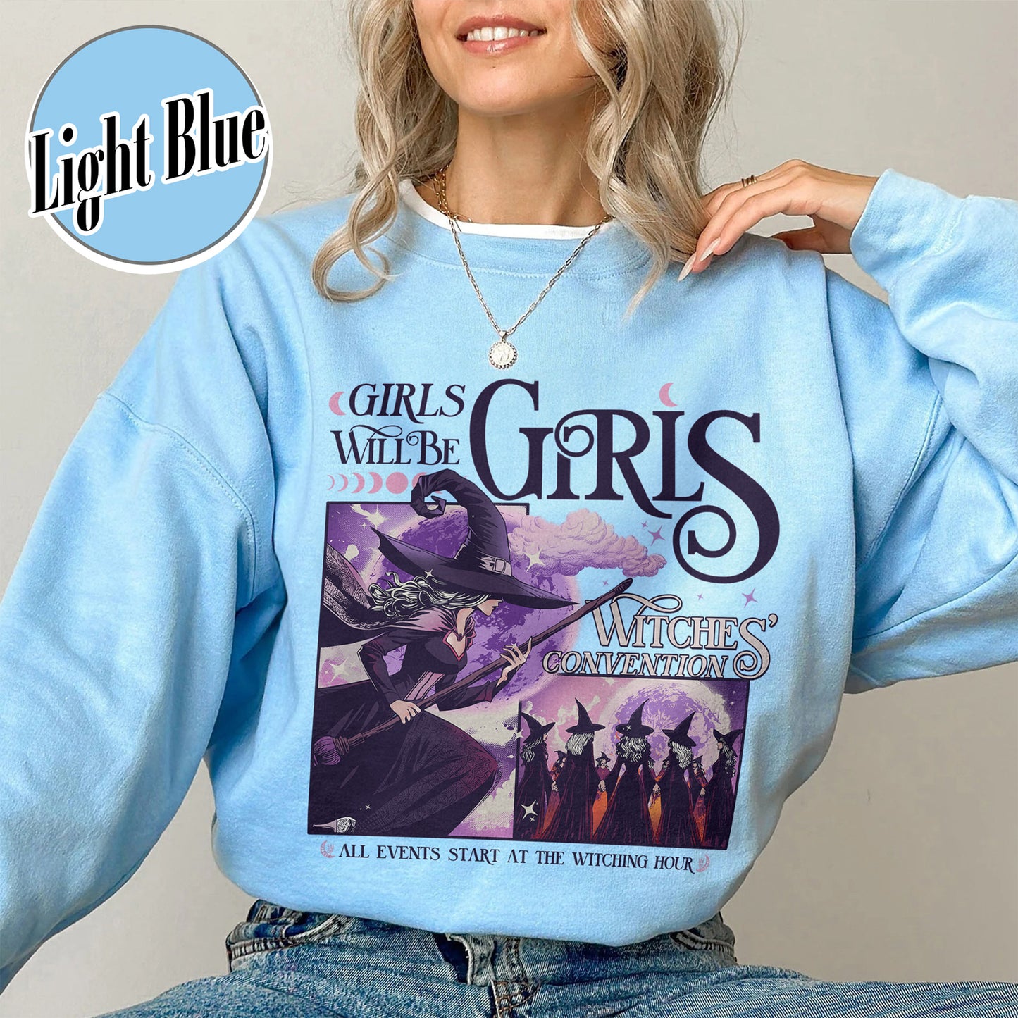 Halloween Sweatshirt, Girls Will Be Girls Witch Sweatshirt, Witchy Feminist Sweatshirt