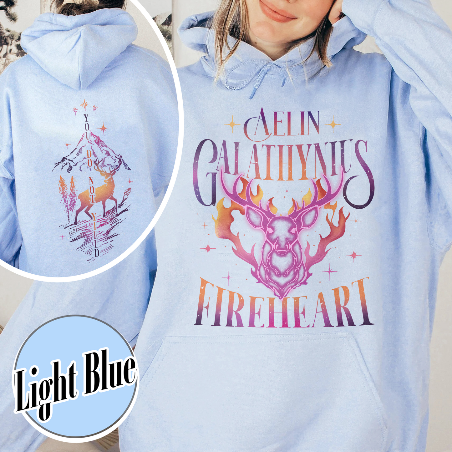 Fireheart Queen Aelin Hoodie, Terrasen to Whatever End Fireheart, You Do Not Yield Hoodie, TOG Hoodie