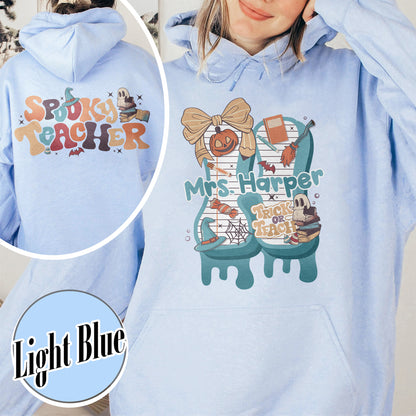 Back to School Hoodie, Personalized Halloween Teacher Hoodie, First Day of School Hoodie