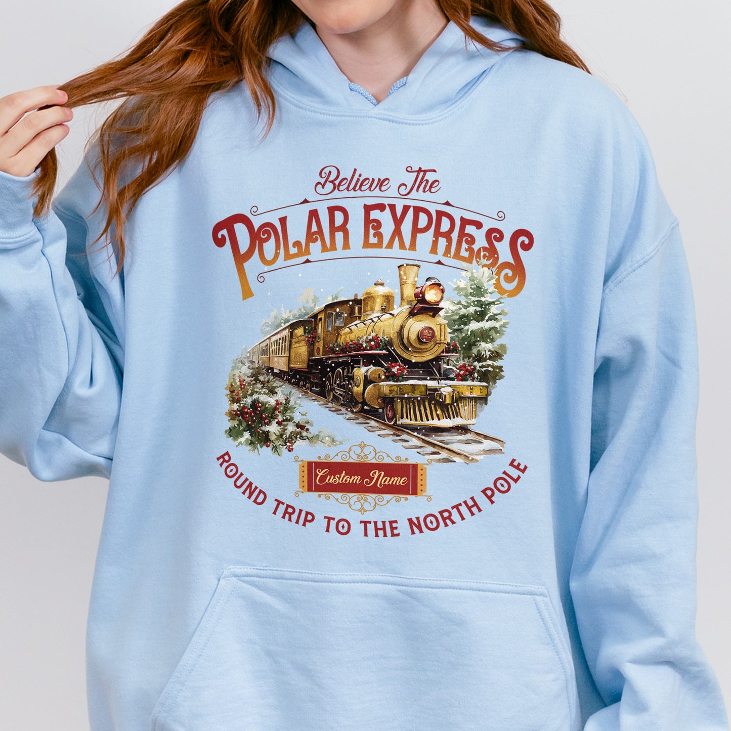Custom Polar Express Hoodie | Believe Round Trip to the North Pole Hoodie