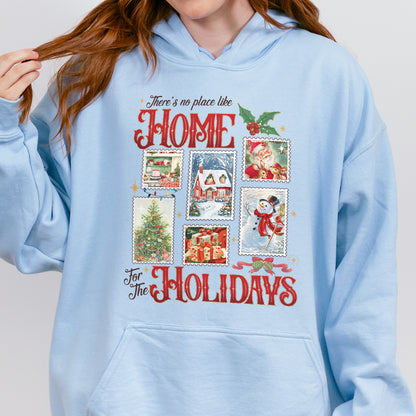 Home for the Holidays Hoodie: Vintage Christmas Hoodie, Merry Xmas Hoodie, Festive Family Xmas Hoodie