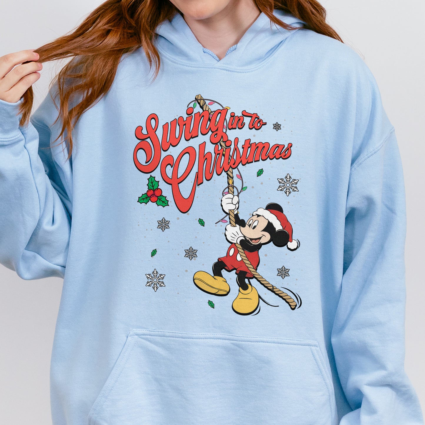 Swing Into Christmas Shirt: Funny Mickey Christmas Tee, Cute Holiday Shirt, Festive Disney Christmas Outfit Hoodie