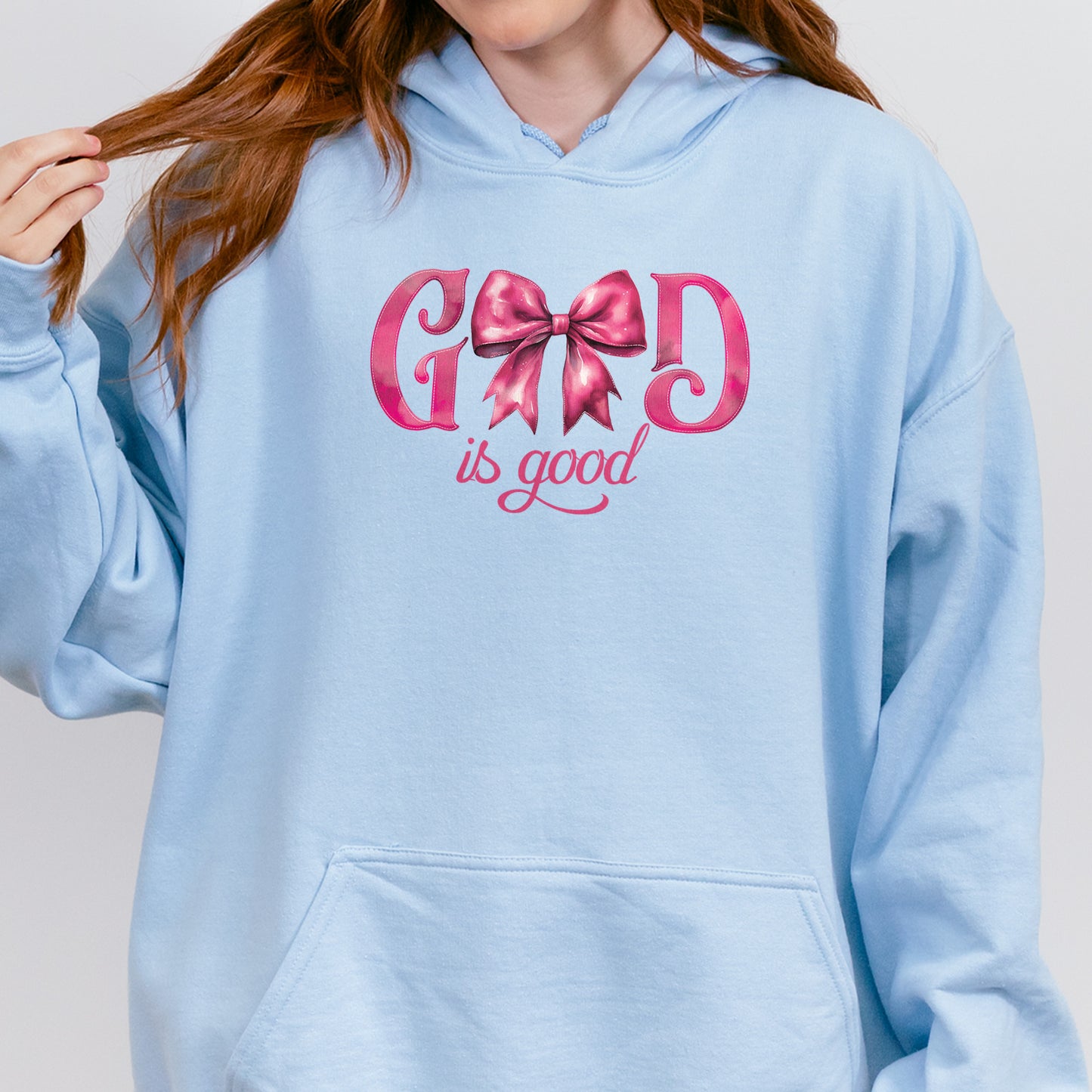 God Is Good Hoodie | Pink Bow Christian Faith Hoodie, Bible Verse Hoodie