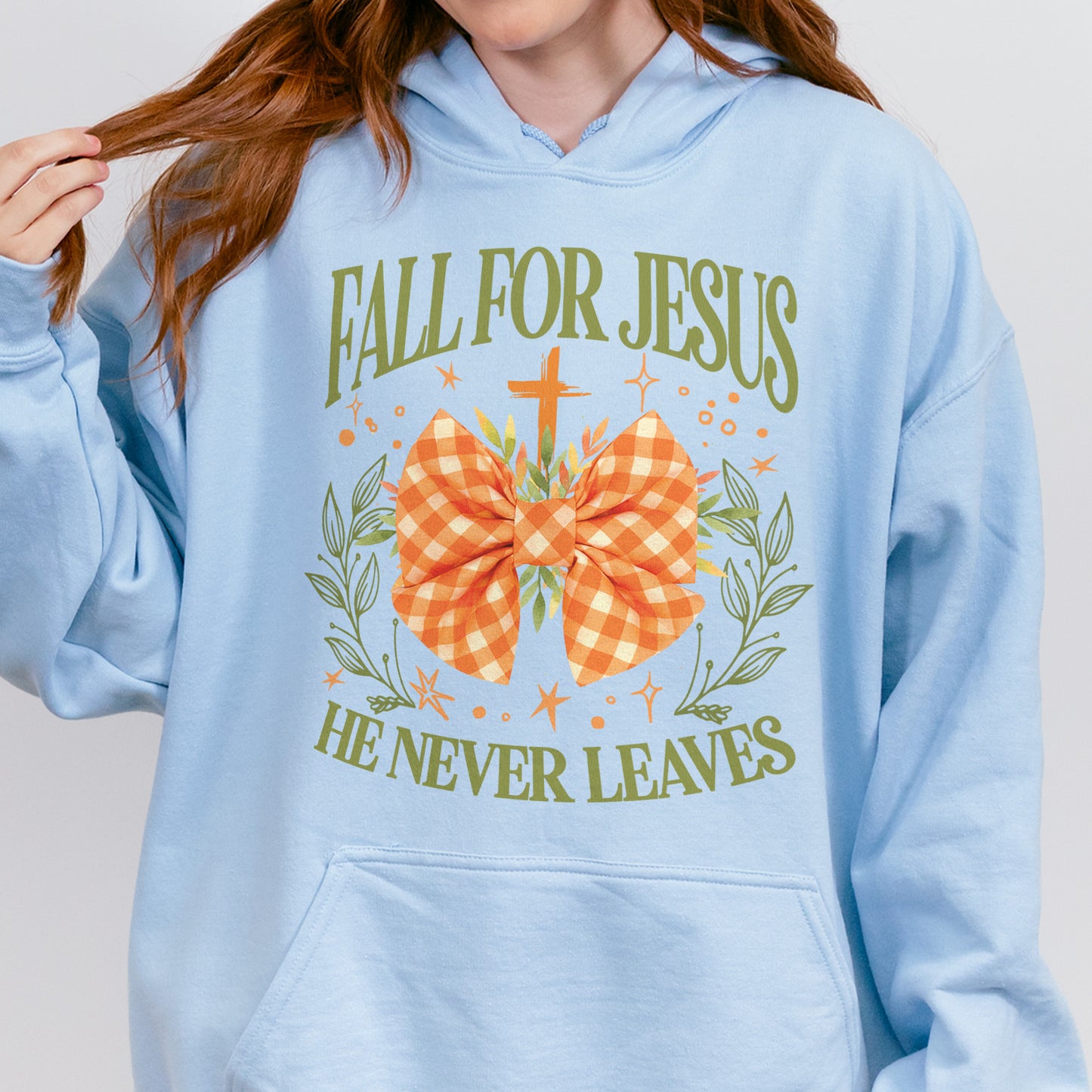 Fall For Jesus: Christian Faith, He Never Leaves Autumn Praise Hoodie