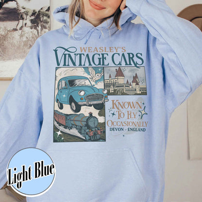 Bookish Hoodie, Wizard Flying Car Hoodie, Harry Potter Inspired Hoodie, Wizard School Hoodie