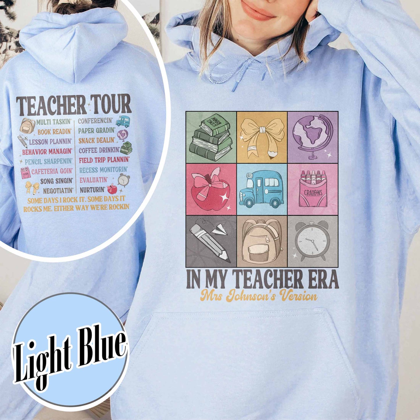 Back to School Hoodie, Custom Name Teacher Hoodie, Abcd Teacher Tour Hoodie, Gift for Teacher