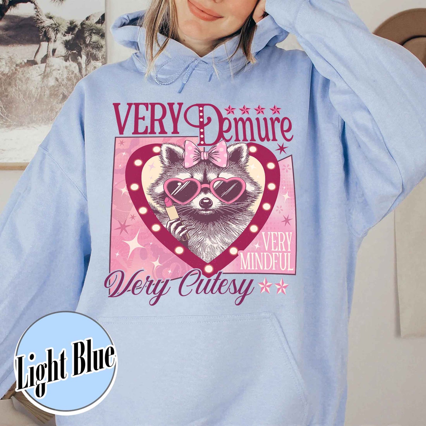Funny Racoon Hoodie, Very Demure Very Mindful Hoodie, Demure Social Club Hoodie