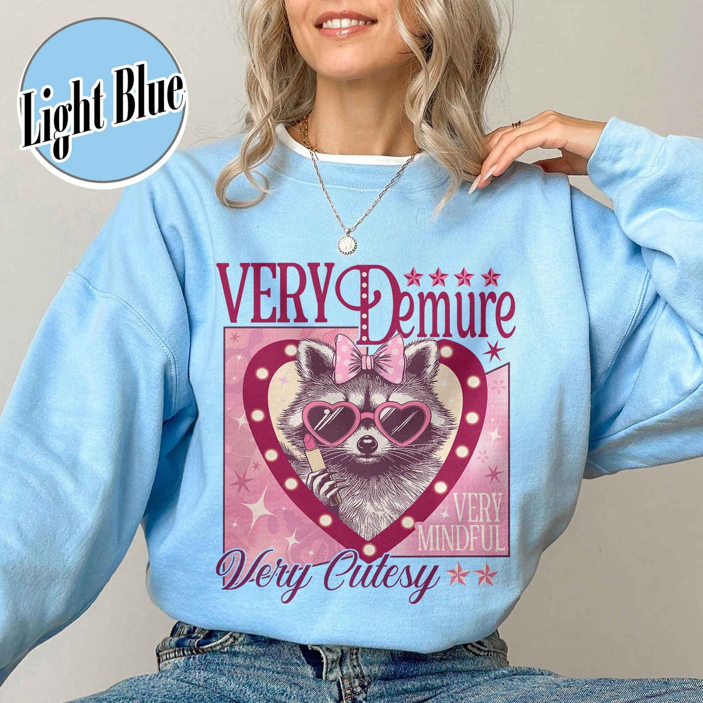 Funny Racoon Sweatshirt, Very Demure Very Mindful Sweatshirt, Demure Social Club Sweatshirt