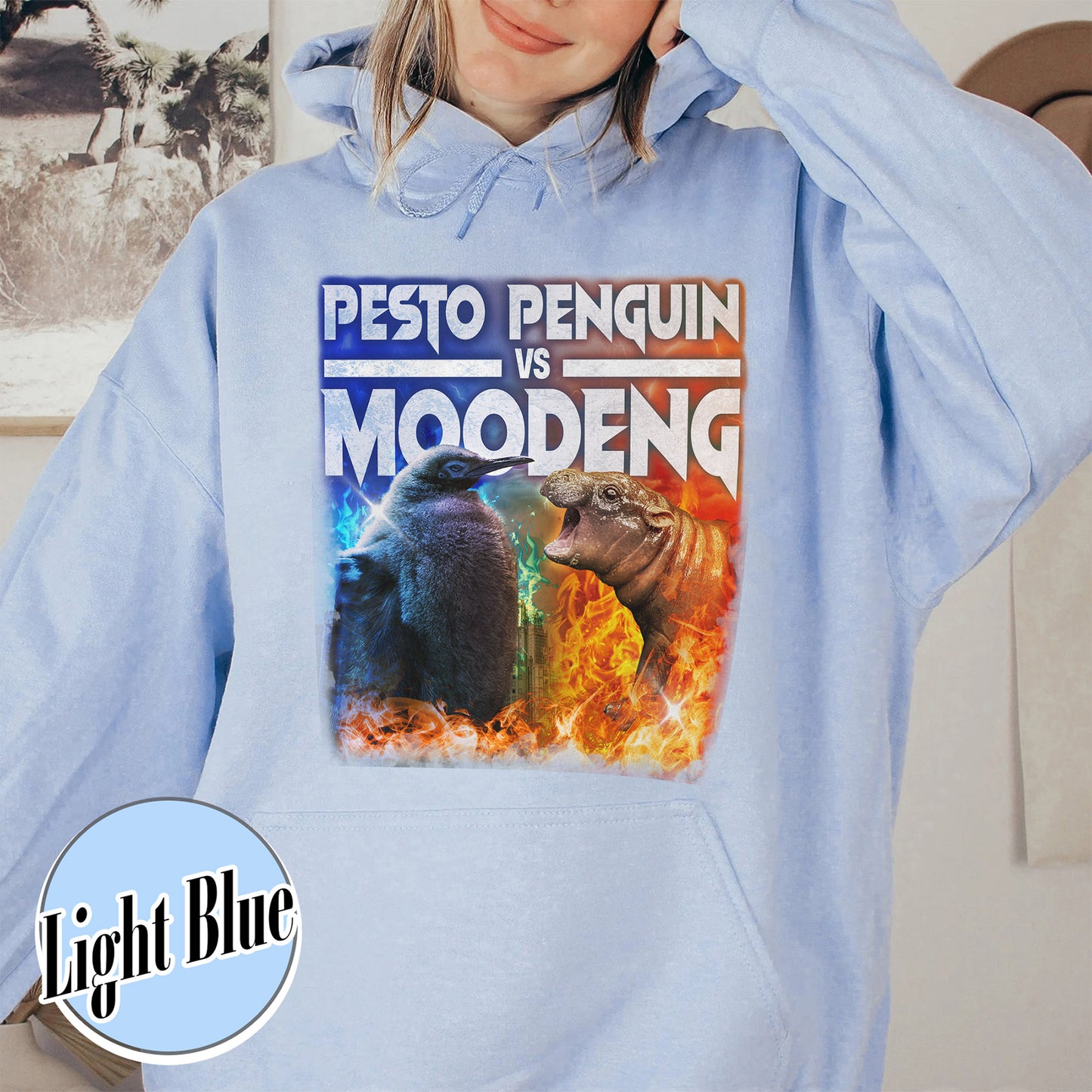 Pesto the Penguin Hoodie, Moo Deng Hoodie, Hippo Moo Deng Hoodie, Animal Lover Gift, the Penguin Viral Cute Hoodie, Funny Penguin, Zoo Baby Hippo