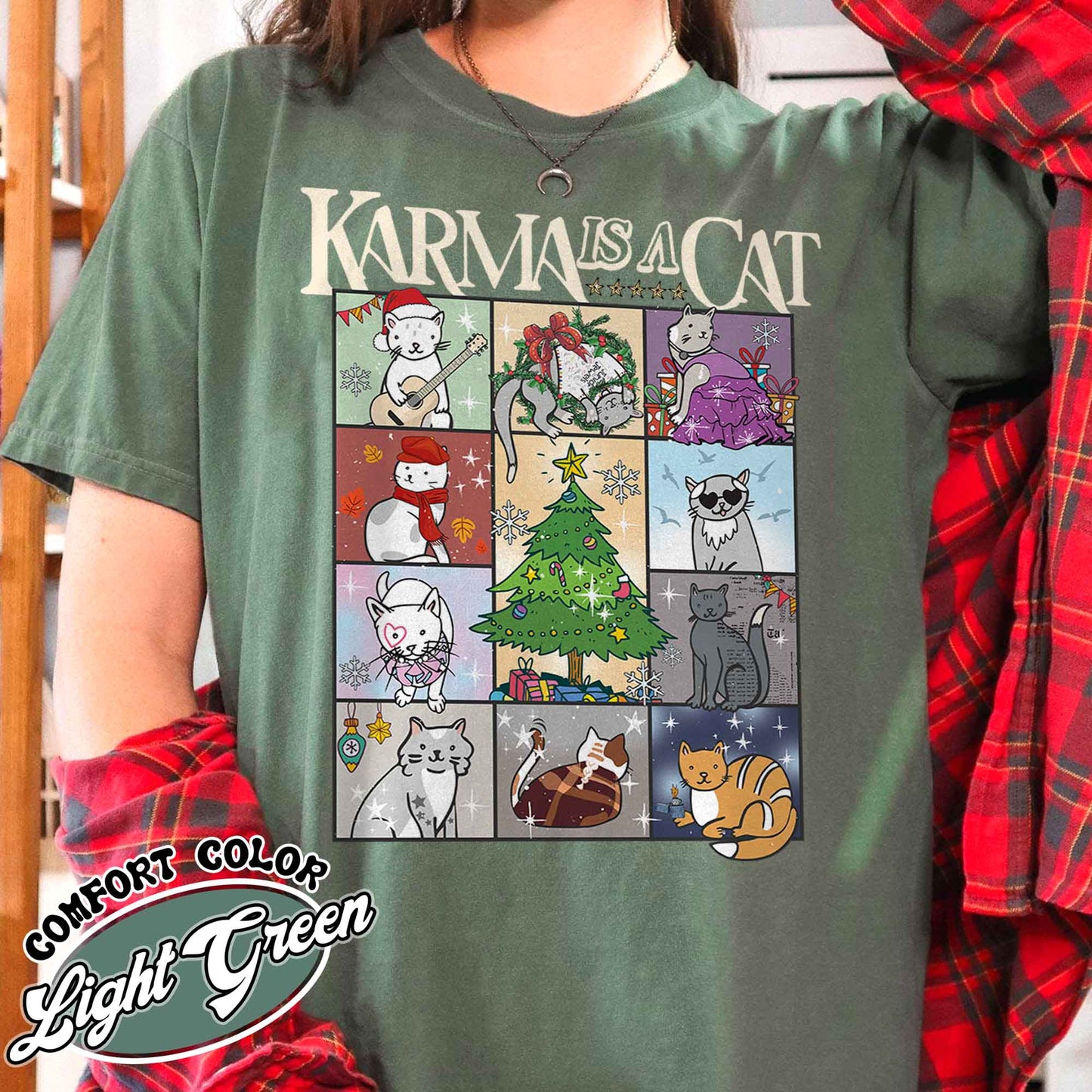 Karma Is a Cat Shirt, Kitten T-Shirt, Cat Lover Gift Tee, Concert Tee, Positive Quote Tee, Karma T-Shirt, Merry Swiftmas Shirt, Christmas Cat Tee