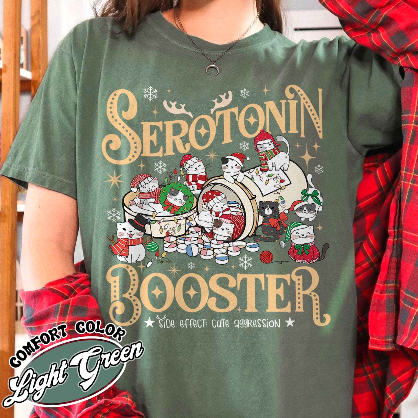 Serotonin Booster Cat Shirt, Cat and Serotonin Shirt, Christmas Cat Shirt, Mental Health Christmas Shirt, Cats and Mental Health Shirt