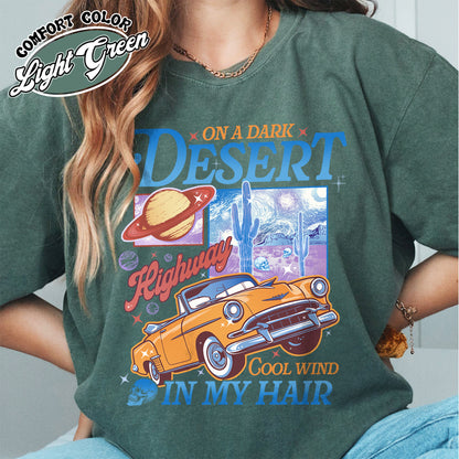 Adventure Camping Comfort Color Shirt, on a Dark Desert Highway Shirt, Desert Shirt