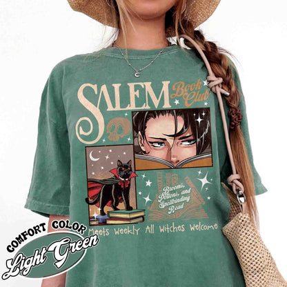 Retro Salem Book Club Comfort Colors Shirt, Bookish Halloween Tee, Black Cat Spooky Book Lover Shirt, Salem Witches, Spooky Season Fall