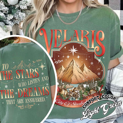 Velaris City of Starlight Two-Sided Shirt, Velaris Shirt Comfort Colors, Velaris City Starlight Shirt, City of Velaris, Velaris Christmas Shirt