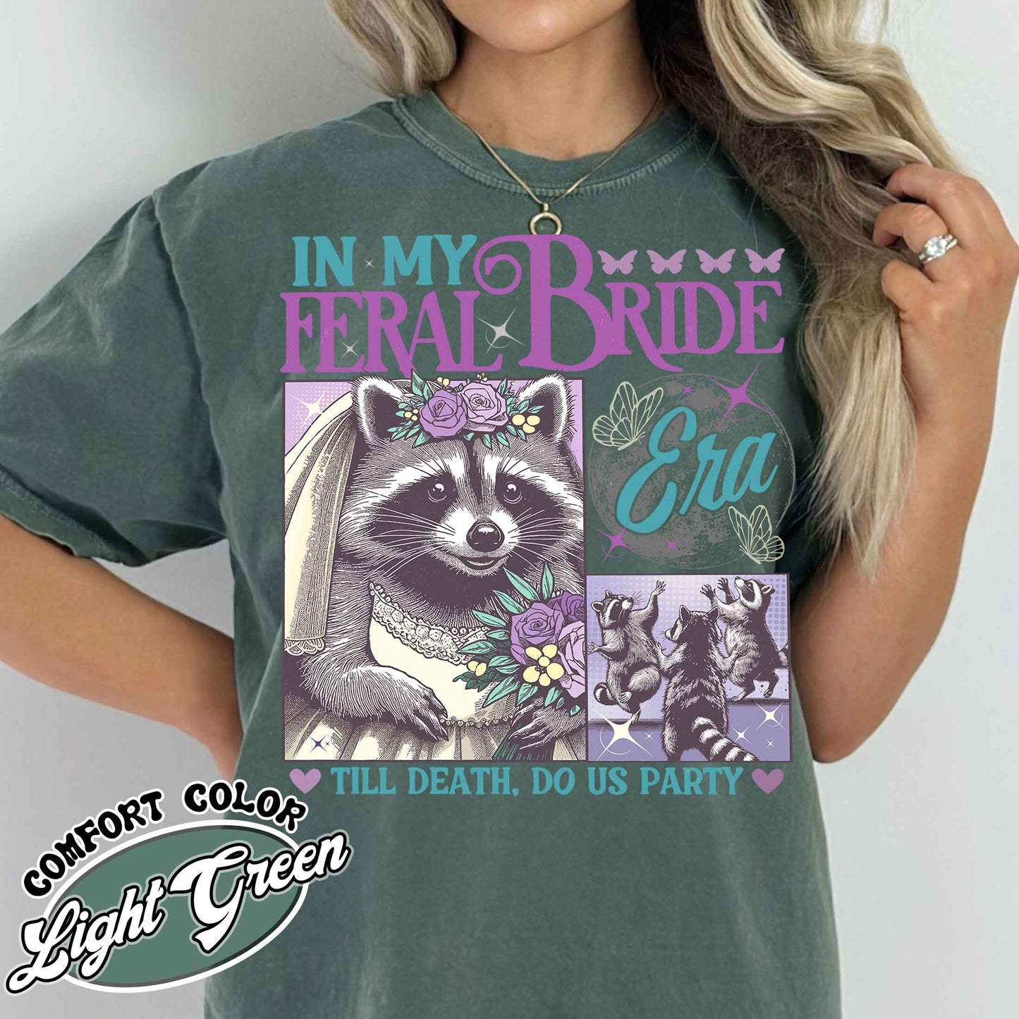 Funny Bride Shirt, Raccoon Bride Shirt, in My Raccoon Bride Era Shirt, Gift for Bride, Distressed Retro Raccoon Bride Comfort Colors TShirt