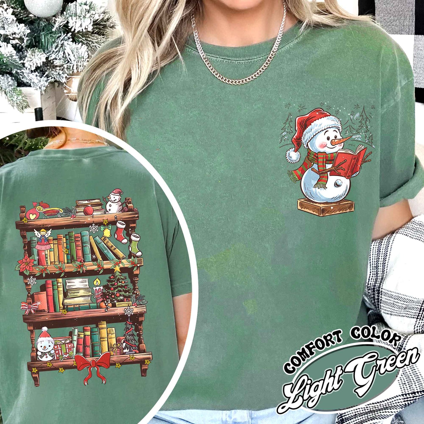 Funny Librarian Shirt, Book Lover Librarian Gift, Bookworm Christmas Shirt, Library Shirts for Christmas, Snowman Read Book Shirt