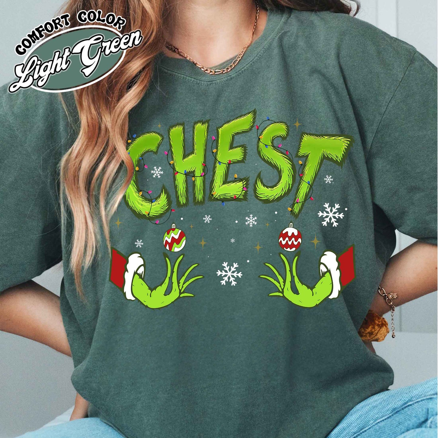 Chest Nuts Couples Matching Shirts, Funny Couple Christmas Shirt, Matching Christmas Outfits Boyfriend Girlfriend, Chest Nuts Christmas T-Shirt