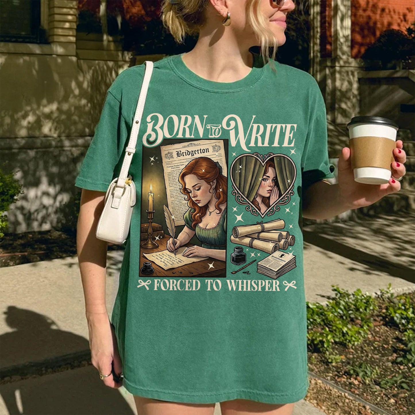 Born to Write, Forced to Whisper – Lady Whistledown Inspired – Bridgerton Penelope Featherington Tshirt