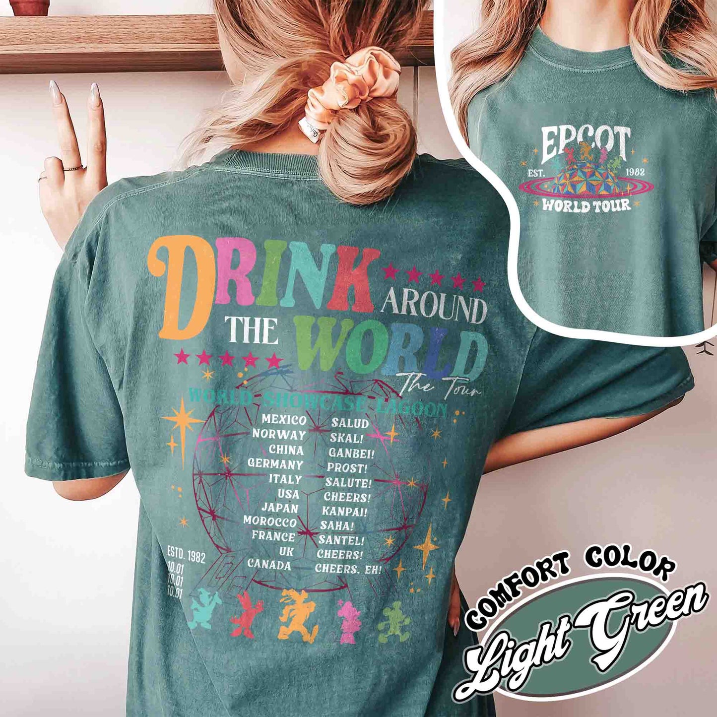 Epcot Drink Around the World Shirt, Drink Around the World Shirt, Drink Around the World Shirt Checklist, Epcot Drink Around the World Shirt