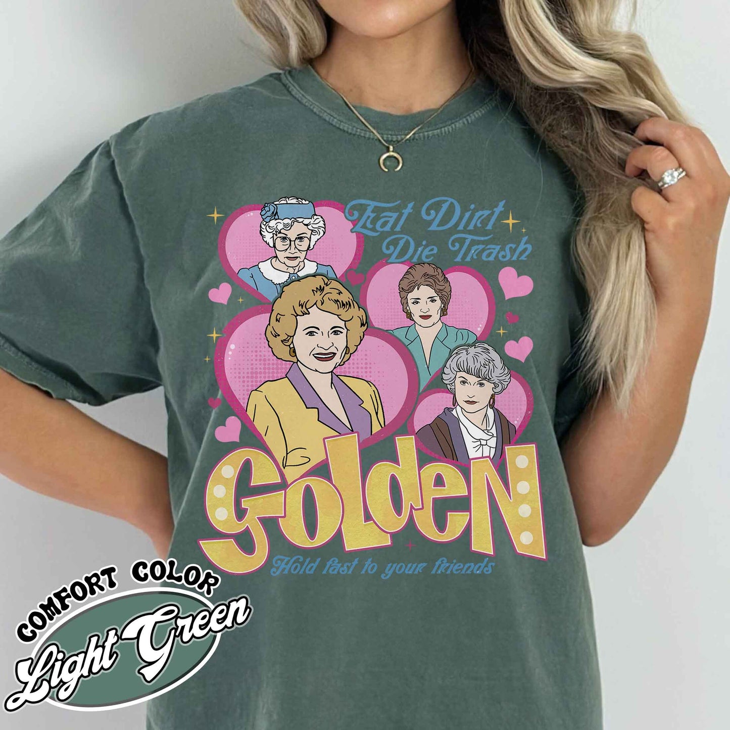 Eat Dirt, Die Trash Stay Golden With Pocket Graphic Tee 90s Sitcom Mom Vibes, Sarcastic Mom, Funny Mom, Gift For Her, Gift For Friend