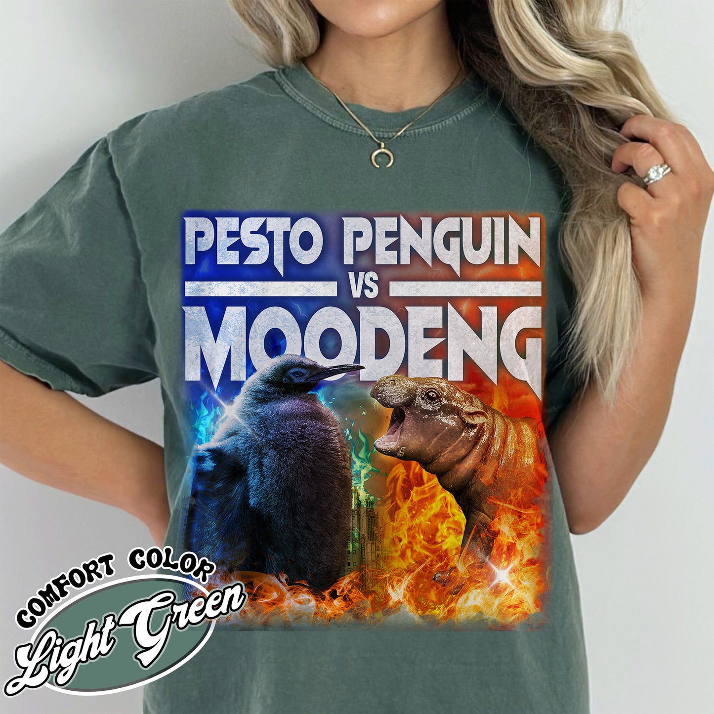 Pesto the Penguin Shirt, Moo Deng Shirt, Hippo Moo Deng Shirt, Animal Lover Gift, the Penguin Viral Cute Shirt, Funny Penguin, Zoo Baby Hippo