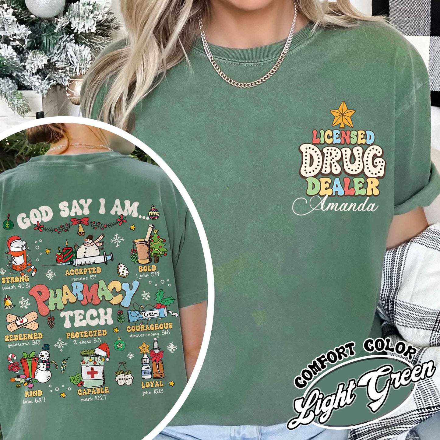 Funny Pharmacy Tech Christmas Shirt, Pharmacy Tech Shirt, Christmas Nurse Shirt, Bible Verse Shirt, Pharmacy Shirt, Future Nurse Gift