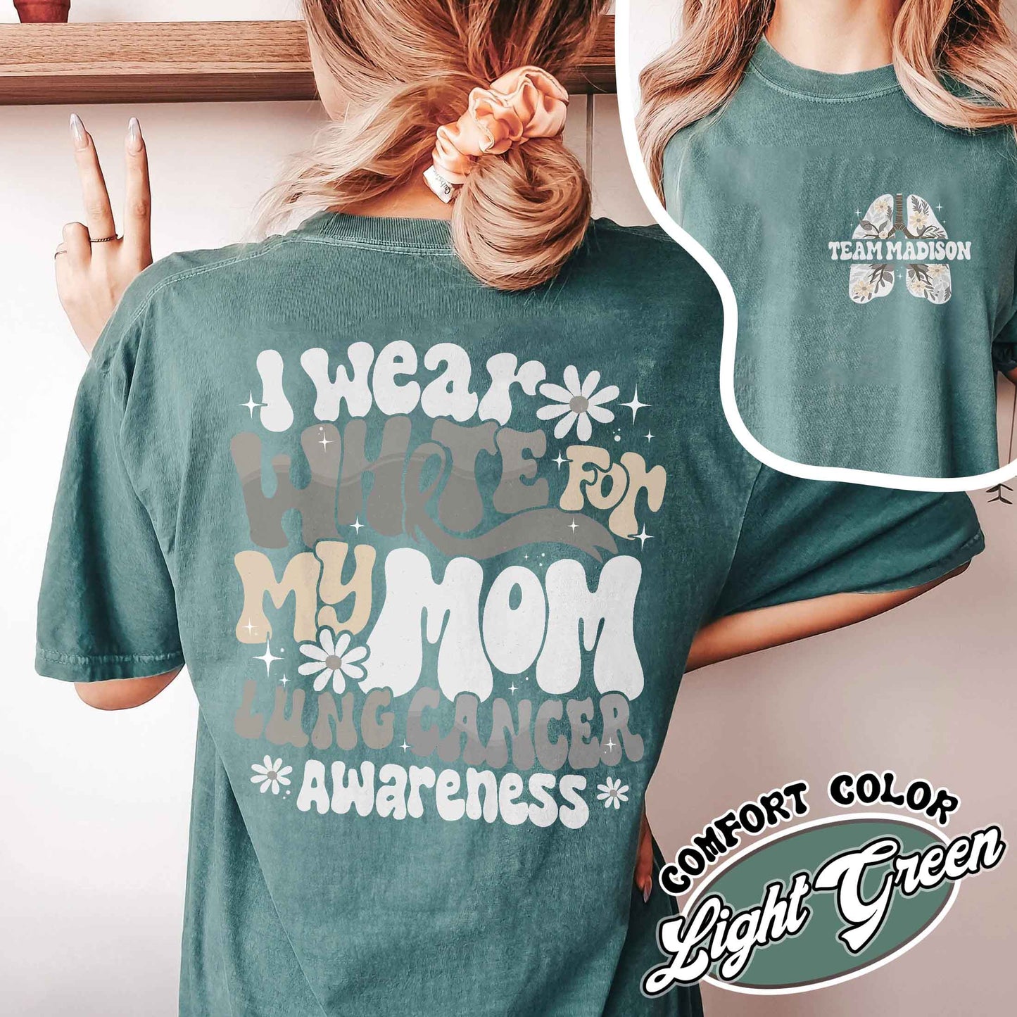 Lung Cancer Support Comfort Colors Shirt, White Ribbon Lung Cancer Fighter, Floral Lungs Shirt, No Body Fights Alone, Team Lung Cancer Shirt