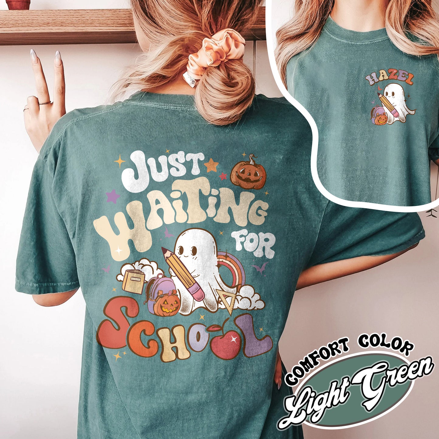 Halloween Comfort Color Shirt, Waiting for Back to School Shirt, Custom Halloween Teacher Shirt