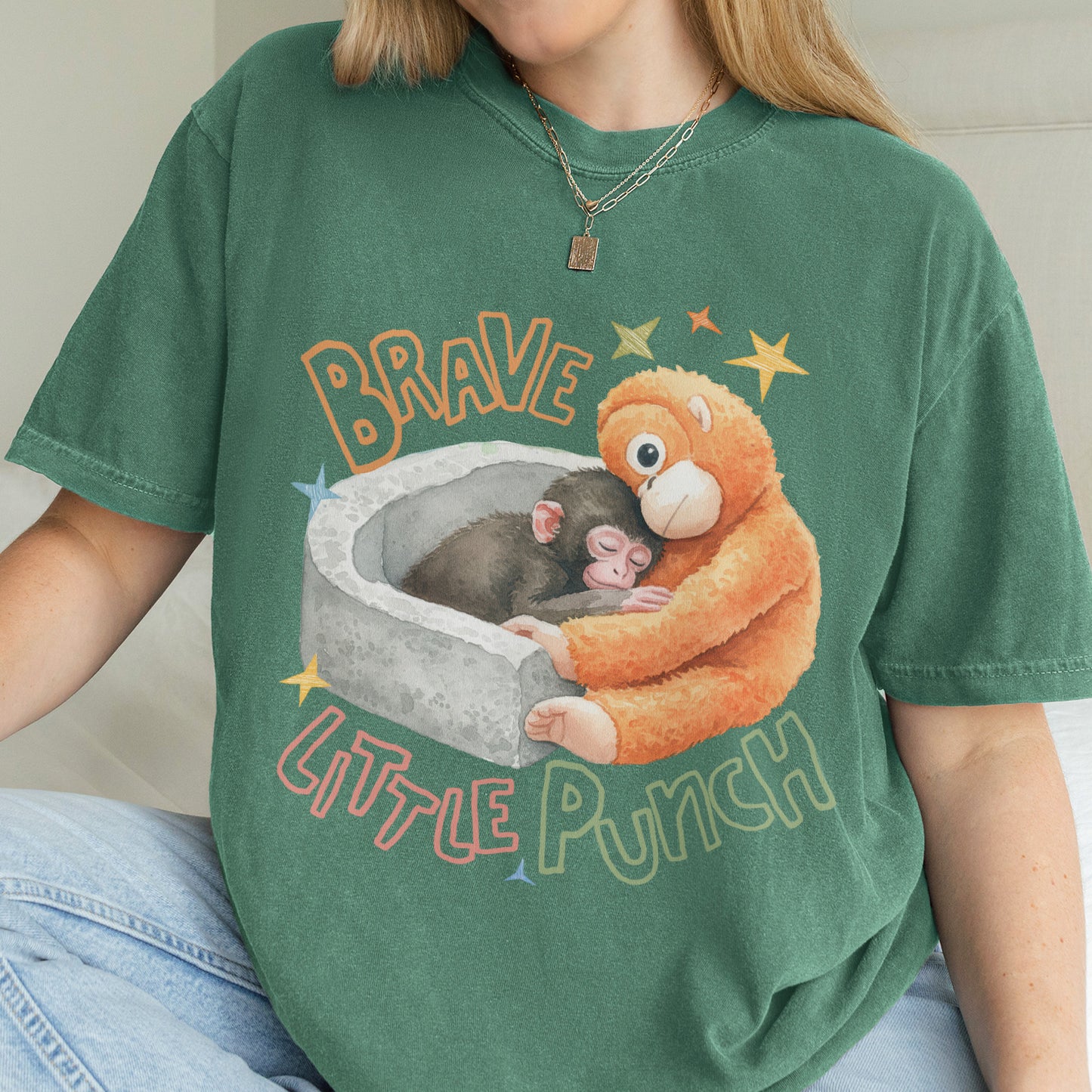 Punch the Monkey, Hang In There Punch, Team Punch, Baby Monkey Holding Plush Toy, Animal Lover Gift Tshirt