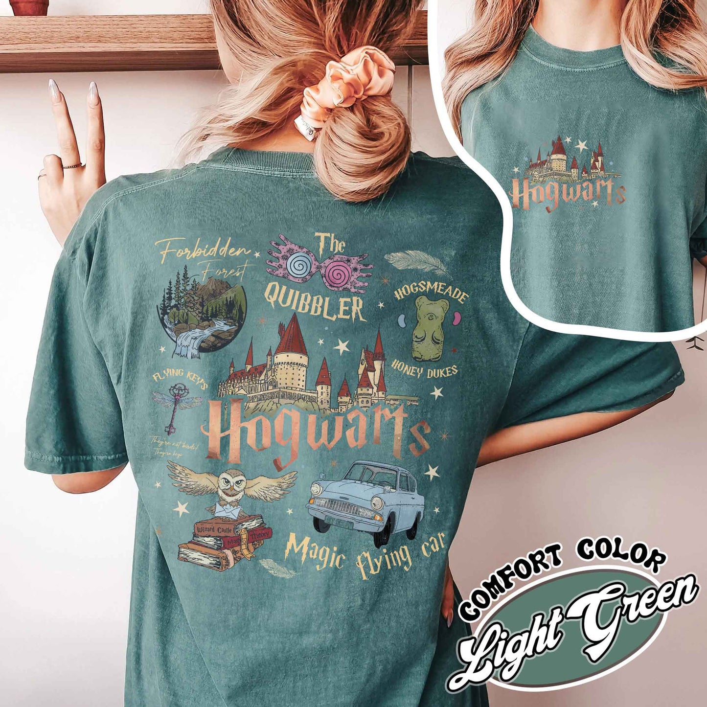 Wizard School Fandom Comfort Colors Shirt, Book Reading Magic Shirt, Bookish Shirt, Hp Inspired Two Sided T Shirt, Gift For Friends