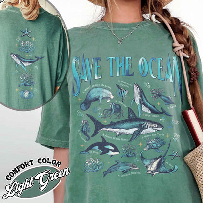 Save The Ocean Comfort Colors Shirt, Animal Tshirt, Retro Ocean Nature Shirt, Dolphin Shirt, Shark Lover Gift,Marine Biologist,Surfing Shirt