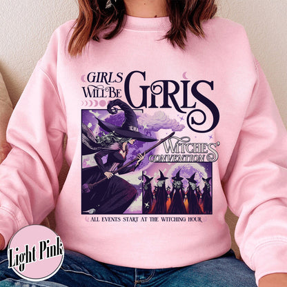 Halloween Sweatshirt, Girls Will Be Girls Witch Sweatshirt, Witchy Feminist Sweatshirt