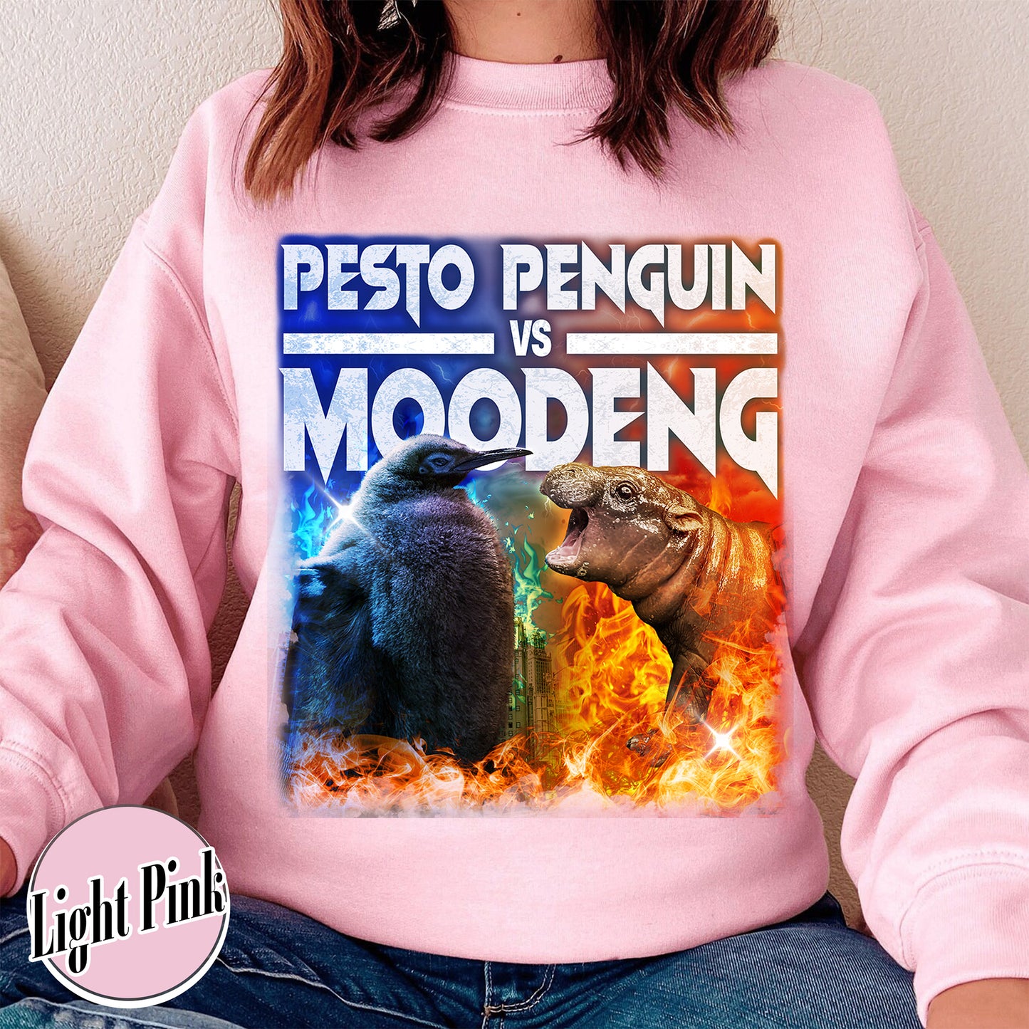 Pesto the Penguin Sweatshirt, Moo Deng Sweatshirt, Hippo Moo Deng Sweatshirt, Animal Lover Gift, the Penguin Viral Cute Sweatshirt, Funny Penguin, Zoo Baby Hippo