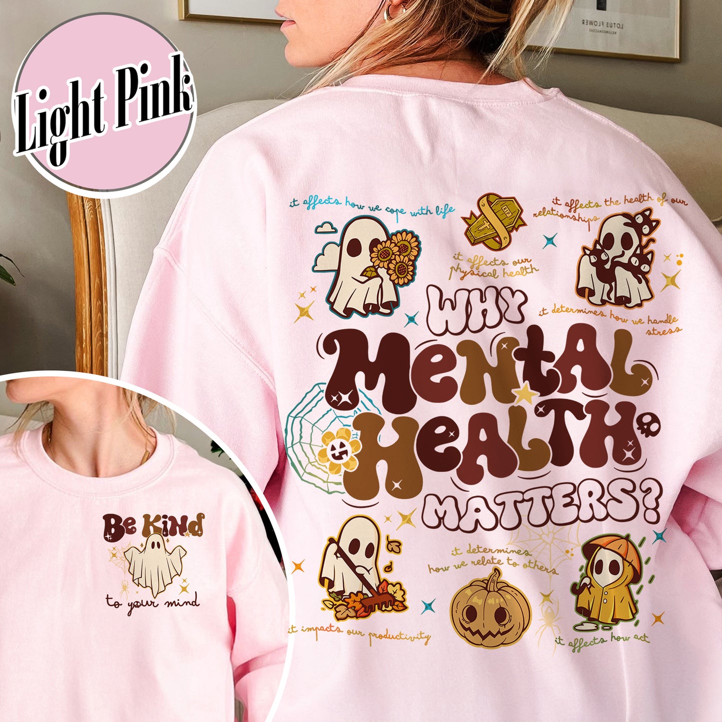 Halloween Mental Health Sweatshirt, Don’t Ghost Your Feelings Sweatshirt, Therapist School Counselor Sweatshirt