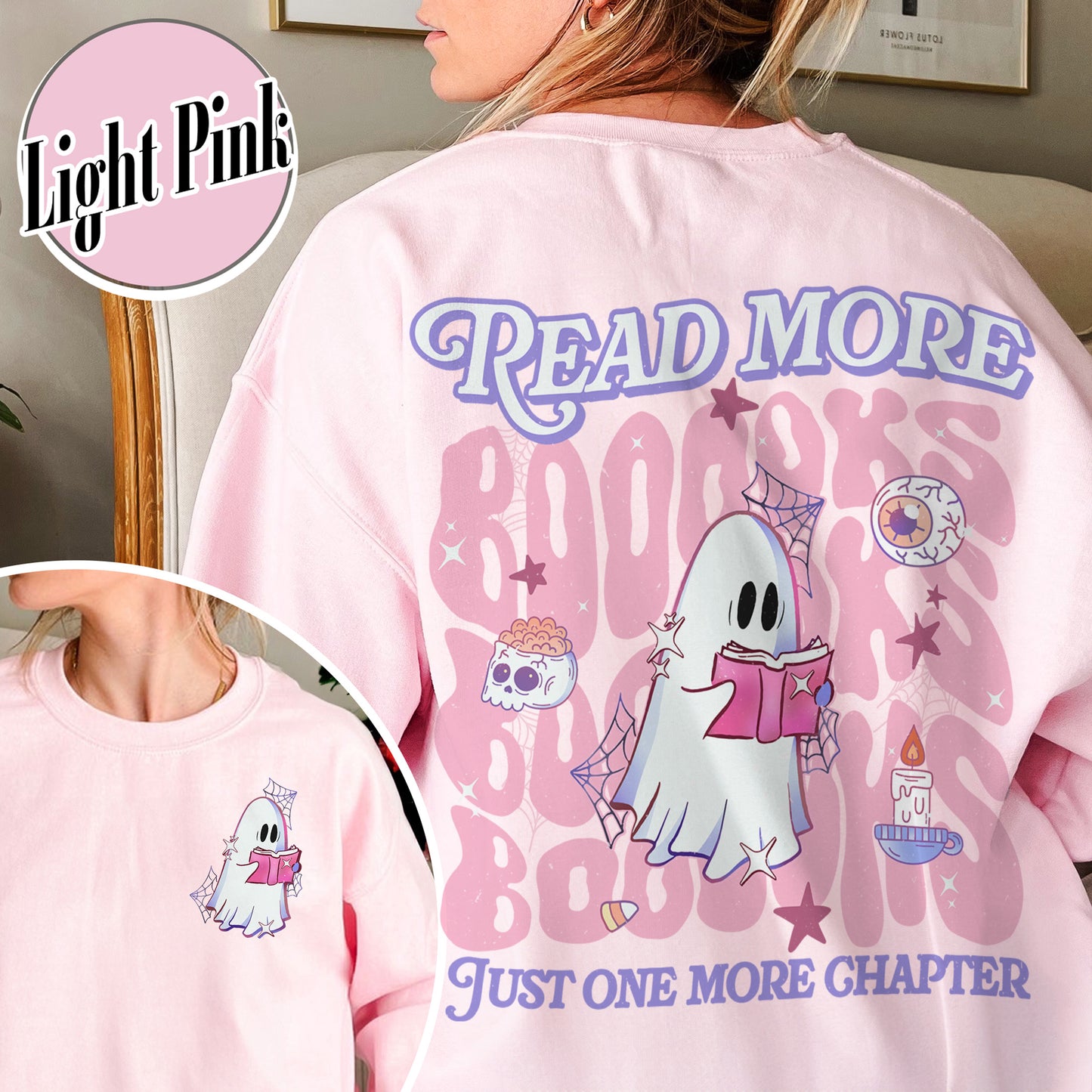 Halloween Book Lover Sweatshirt, Read More Booooks Halloween Sweatshirt, Spooky Season Sweatshirt