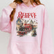 Believe Polar Express Christmas Train Hoodie | Holiday Santa Sleigh Hoodie