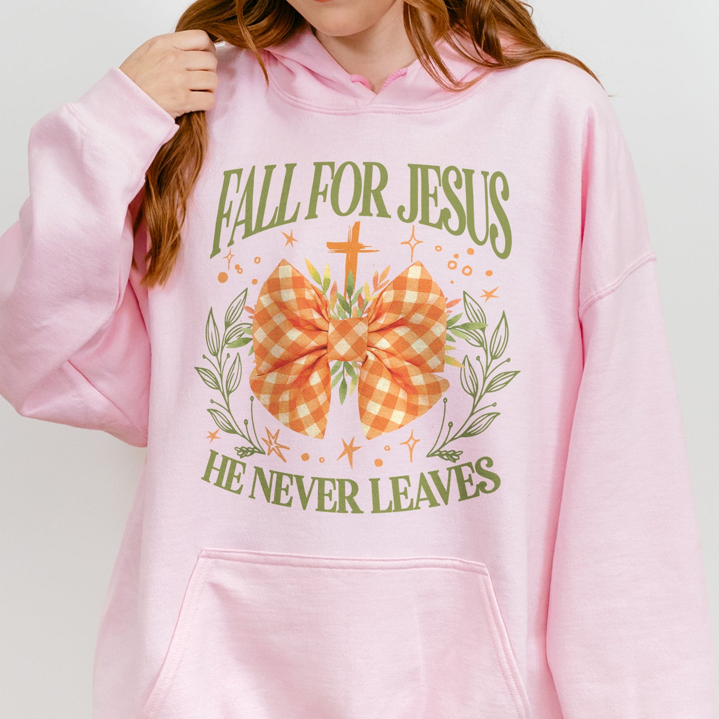 Fall For Jesus: Christian Faith, He Never Leaves Autumn Praise Hoodie