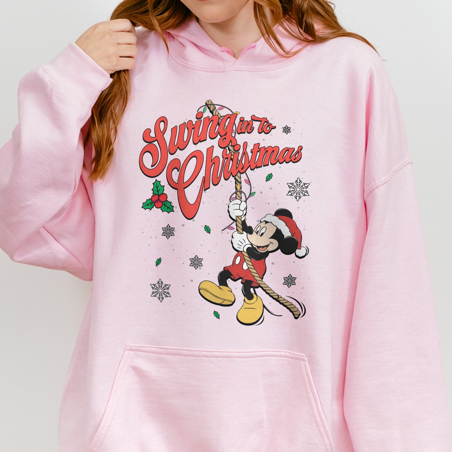 Swing Into Christmas Shirt: Funny Mickey Christmas Tee, Cute Holiday Shirt, Festive Disney Christmas Outfit Hoodie
