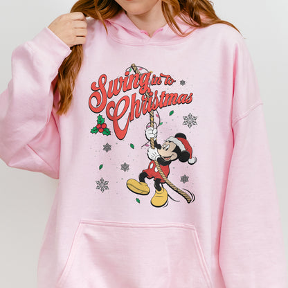 Swing Into Christmas Shirt: Funny Mickey Christmas Tee, Cute Holiday Shirt, Festive Disney Christmas Outfit Hoodie