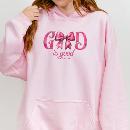 God Is Good Hoodie | Pink Bow Christian Faith Hoodie, Bible Verse Hoodie