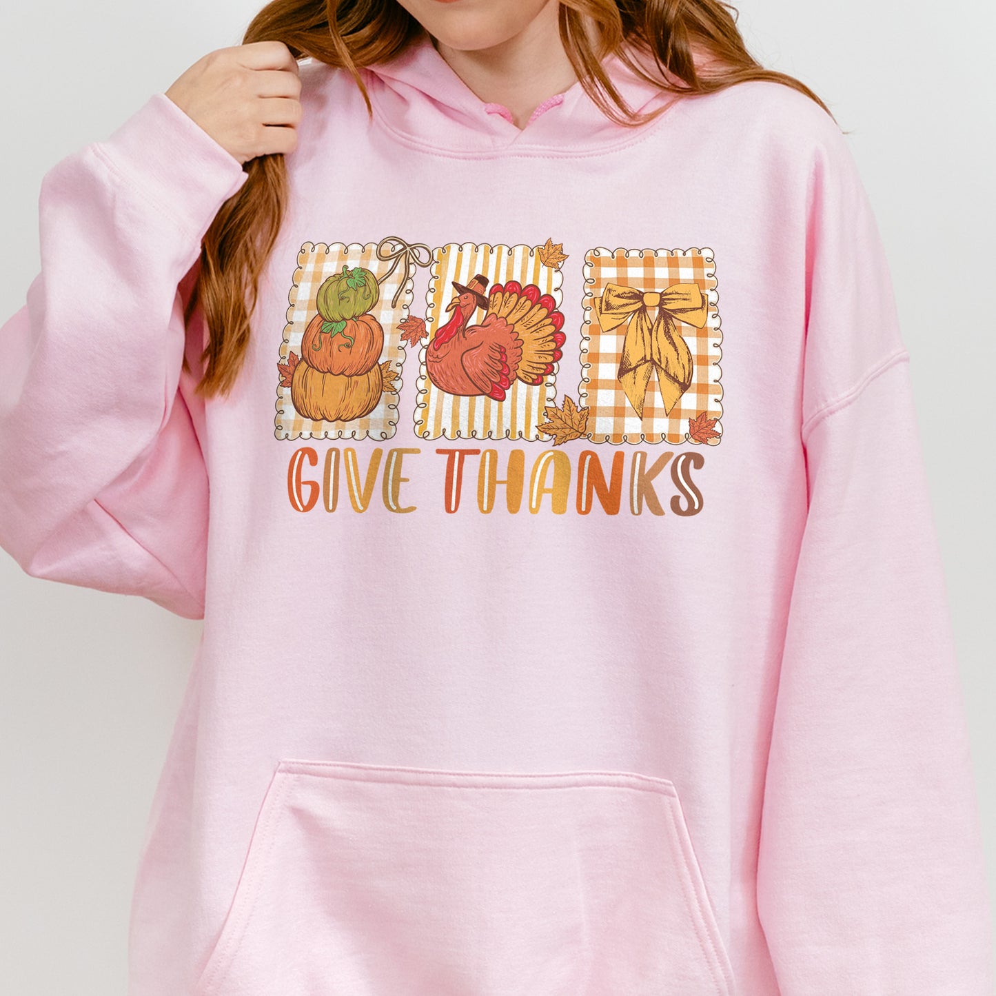 Thanksgiving Holiday, Give Thanks Coquette, Fall Pumpkin Turkey, Grateful Thankful Blessed, Autumn Gift Hoodie