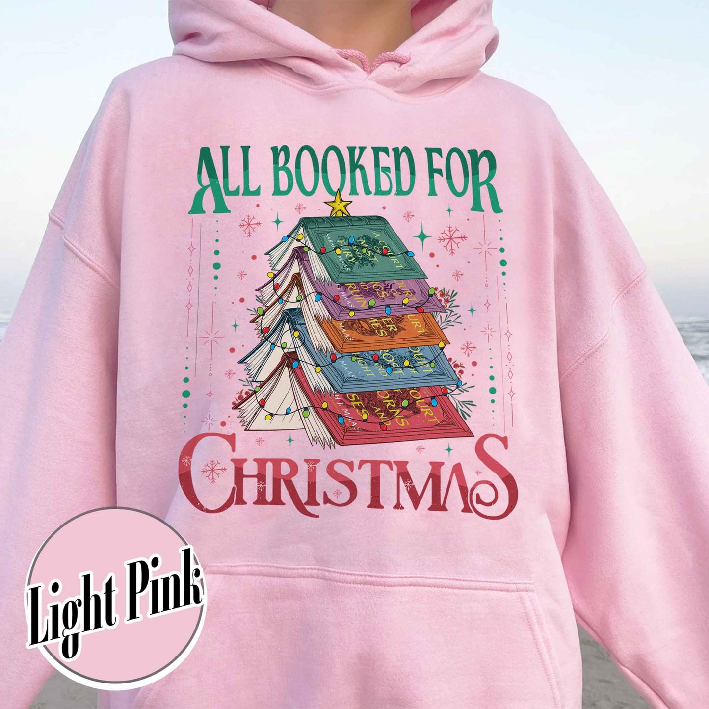 All Booked for Christmas Hoodie, ACOTAR, TOG, Dark Romance Hoodie, ACOTAR All Booked for Christmas Hoodie, Dragon Rider, Book Christmas Tree Hoodie