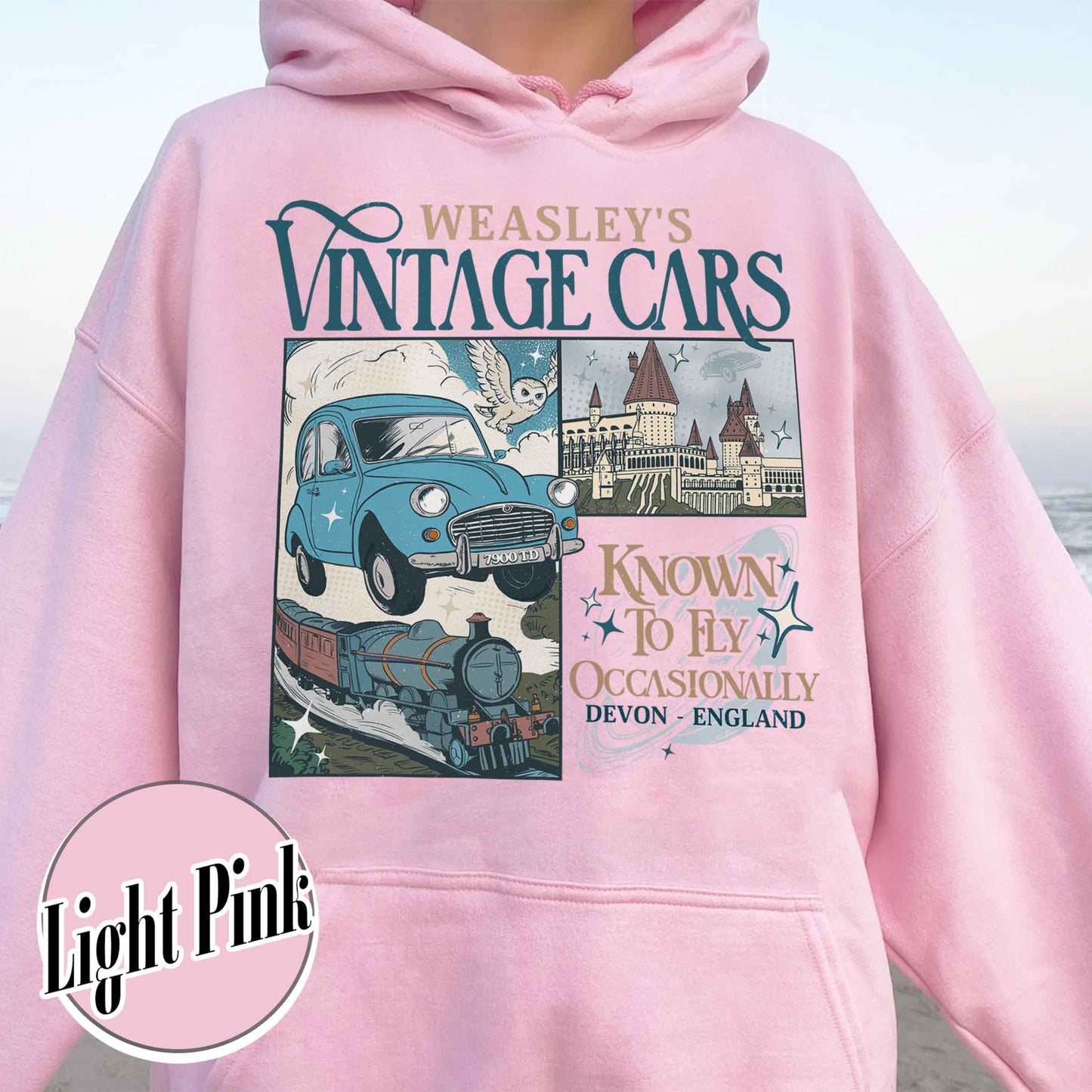 Bookish Hoodie, Wizard Flying Car Hoodie, Harry Potter Inspired Hoodie, Wizard School Hoodie