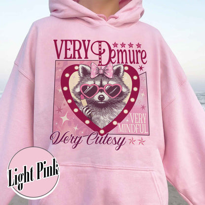 Funny Racoon Hoodie, Very Demure Very Mindful Hoodie, Demure Social Club Hoodie